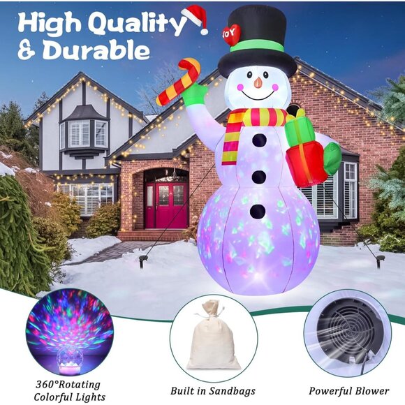 ⚡7FT Christmas Inflatables Giant Blow up Snowman Holds Candy Outdoor Decorations - Picture 3 of 7